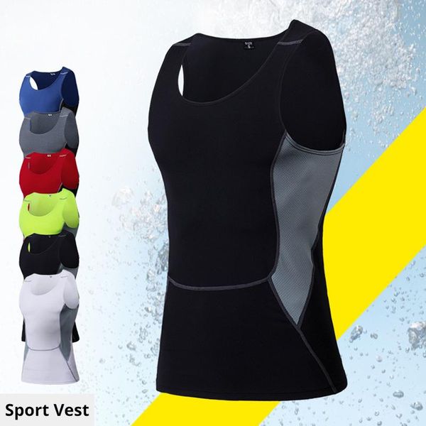 

running underwear sleeveless shirt patchwork workout tank training clothing men joggers crop sport vest fitness vest, Black;blue