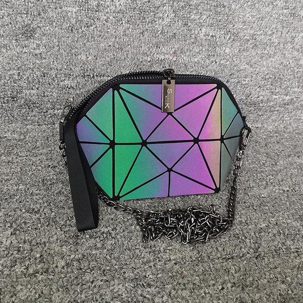 

cosmetic bags & cases reflective half circle bag fashion women's straddle geometric luminous handbag
