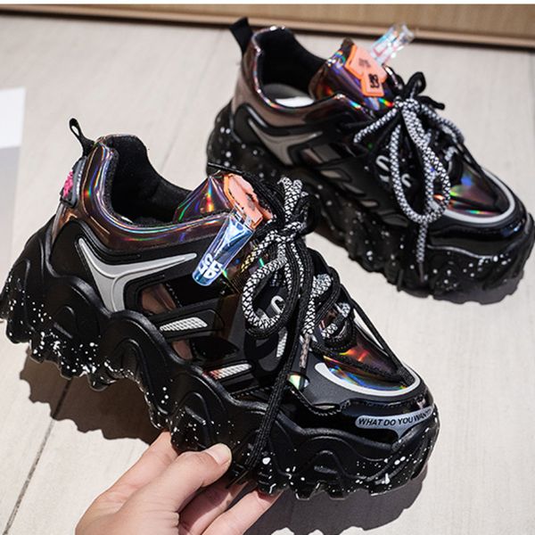 

2021 new chunky designers in women's fashionable casual sports trainer old woman shoes z9tq, Black;white