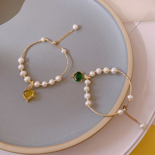 

fox girl girl simple and beaded bracelet bracelet braceletcool style baroque light pearl net red hand string beads jewelry b3ag7, Golden;silver