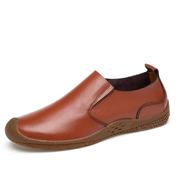 

classics fashion men leather loafer shoes solid soft comfy slip on driving shoes spring autumm solid flat footwear, Black