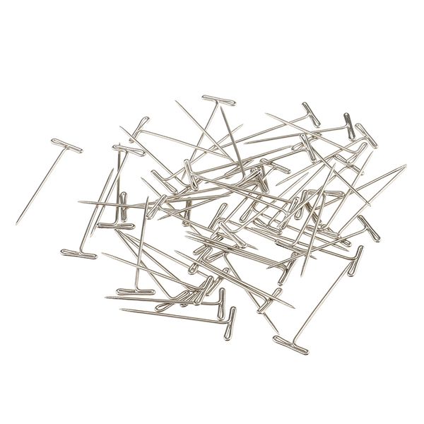 

a box of 50 pieces t shape needles pins for wigs hair weaving tools sewing crafts 38mm silver, Slivery;golden