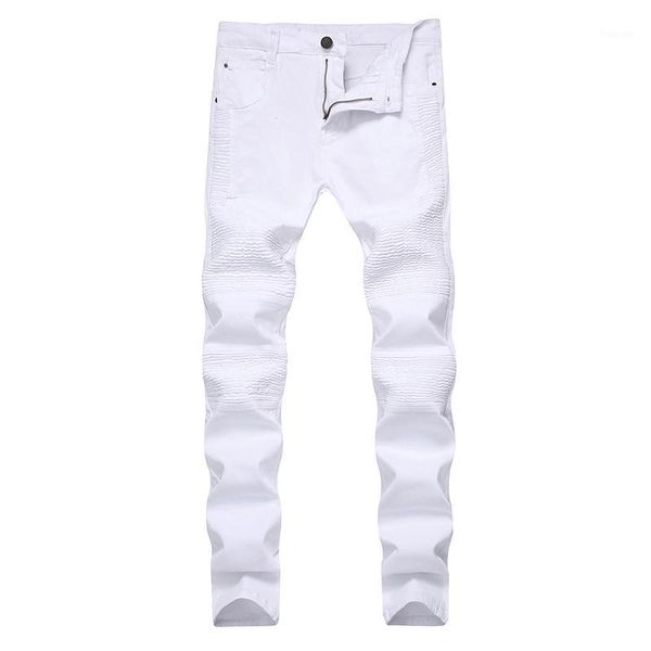 

men straight stretch casual pants skinny denim print men jeans new brand fashion male jeans white print plus size 28-421, Blue