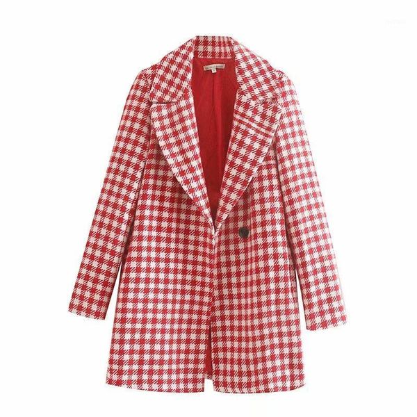 

junelove women autumn long sleeve coats jackets vintage plaid female loose wool casual street lady single breasted coat outwears1, Black