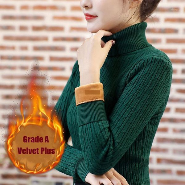 

high grade velvet plus new arrival thick winter knitted women sweater turtleneck pullovers plus size max weight 85kg1, White;black