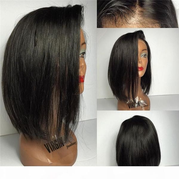

human hair wigs bob virgin brazilian human hair full lace wigs bob straight lace front human hair bob wigs for black women, Black;brown