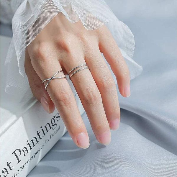 

cluster rings women silver adjustable geometric fashion 925 sterling ring for wedding bands party jewelry accessories wholesale, Golden;silver