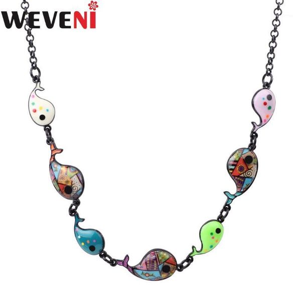 

weveni statement maxi enamel metal whale fish choker necklace pendants chain collar fashion ocean animal jewelry for women1, Golden;silver