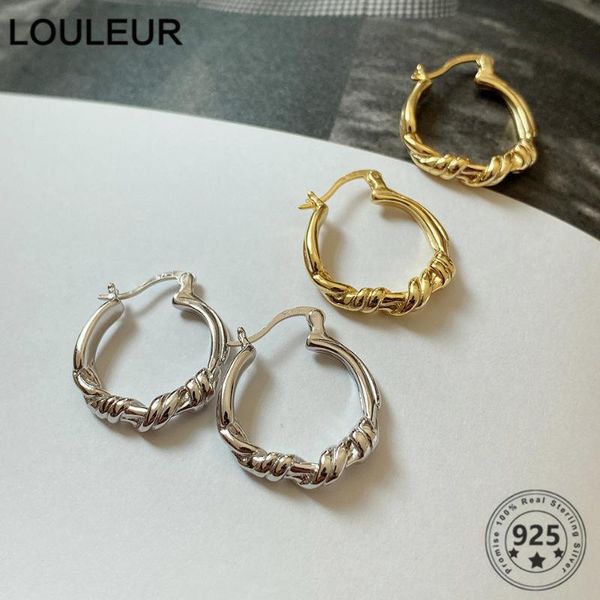 

hoop & huggie louleur 925 sterling silver tie twist earring texture elegant 2021 female korea earrings jewelry for women, Golden;silver
