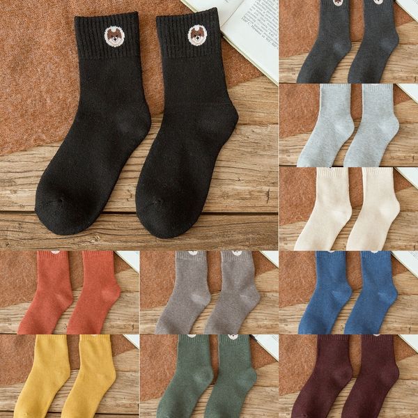 

4f3vg new terry dog and autumn winter and thickened mid-length blended women's cute cartoon dog head terry socks cartoon women's s, Black