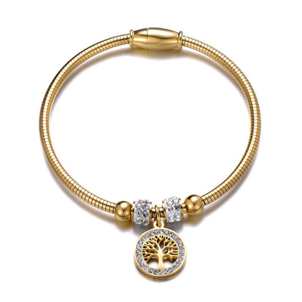 

bangle stainless steel tree of life bangles bracelets for women men jewelry drop, Black