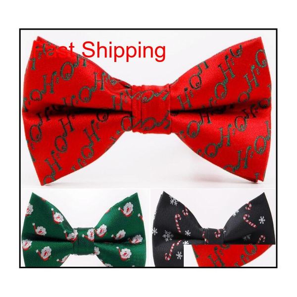 

christmas bowtie 6 color 7*12cm bowknot x-mas bow tie men's polyester tie accessories for christmas gift nhxav, Black;gray