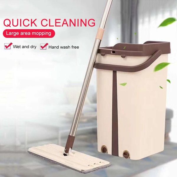 

flat squeeze mop and bucket hand wringing floor cleaning mop microfiber pads wet or dry usage on hardwood laminate tile1