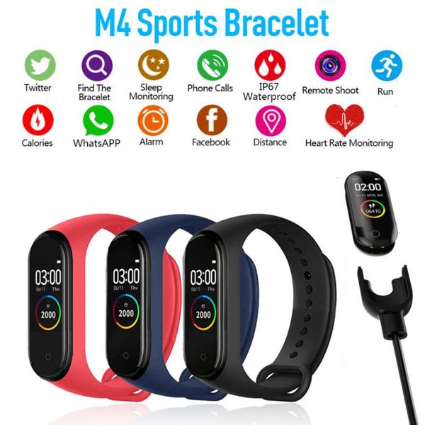 

m4 smart watch for android ios, intelligent waterproof sports wristband, can control heart rate and blood prsurejk