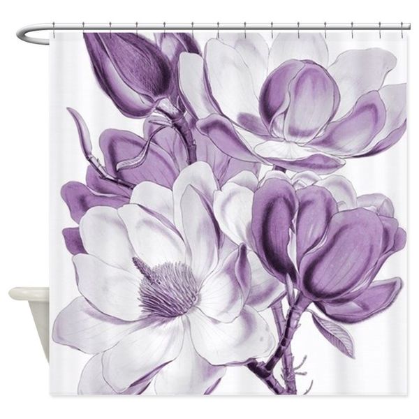 Magnolia Roxo Dream Duche Curtain Esteira Decorativa Poliéster Prova D 'Água Tecido Banheiro Curtain Set Home Bath Decor Multi-Size T200711