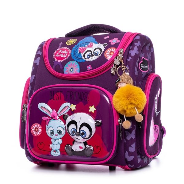 

waterproof children school bags orthopedic backpack for kids primary book satchels cartoon panda owl car schoolbag mochila 2020 lj201225