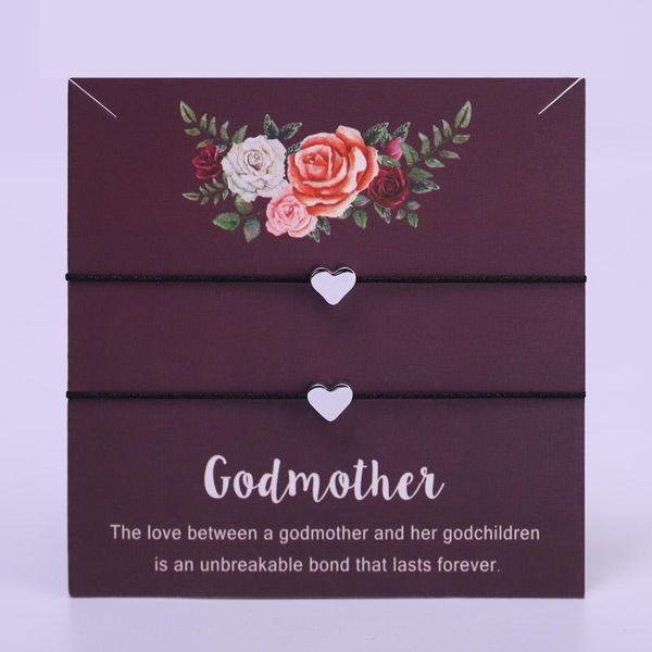 

charm bracelets godmother heart cross adjustable mother daughter friends lover women girl couple fashion jewelry, Golden;silver