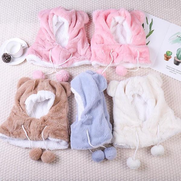 

kids winter hats girls boys solid beanie warm caps scarf set protect face cute earflaps hat for girl boy turbante #351, Yellow