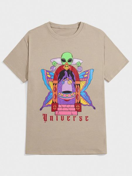 

romwe guys letter alien graphic tee w4bb#, White;black