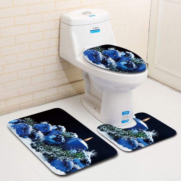 

new design christmas gift decoration 3pcs carpets set water absorption toilet bath mats floor rugs bathroom products kits