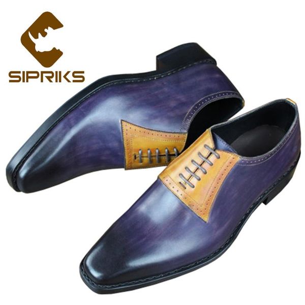 

sipriks luxury mens formal leather shoes italian custom sewing welted shoes leather sole dress for men hand painted flat, Black