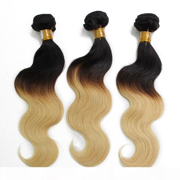 

body wave brazilian ombre human hair weave 1b 613 1b grey two tone peruvian hair weft hair bundles, Black