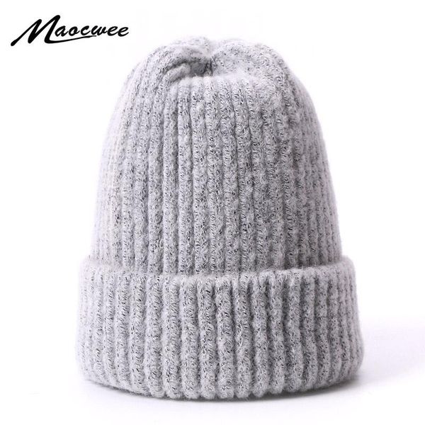 

beanies women beanie hat autumn winter warm knit wool hats solid color skullies ladies soft hair cap outdoor bonnets