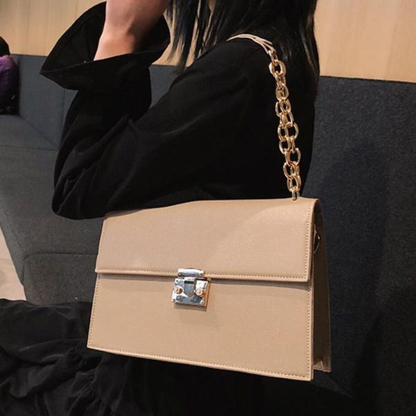 

handbag 2021 fashion new pu leather women's handbag large tote bag lock chain shoulder messenger bags
