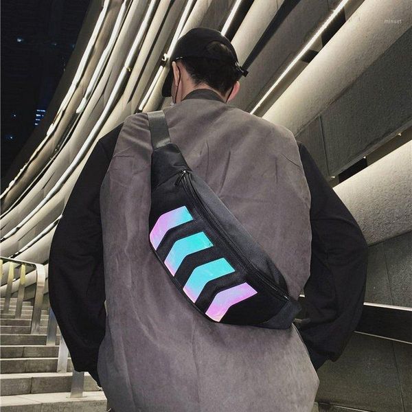 

waist bags large cool chest bag men fanny pack women's belt street reflective geometric luminous banana 2021 1