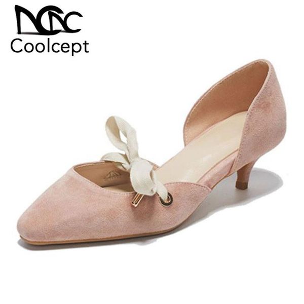 

coolcept genuine leather summer sandals bowtie candy party shoes woman thin high heels square toe sandals footwear size 34-39, Black