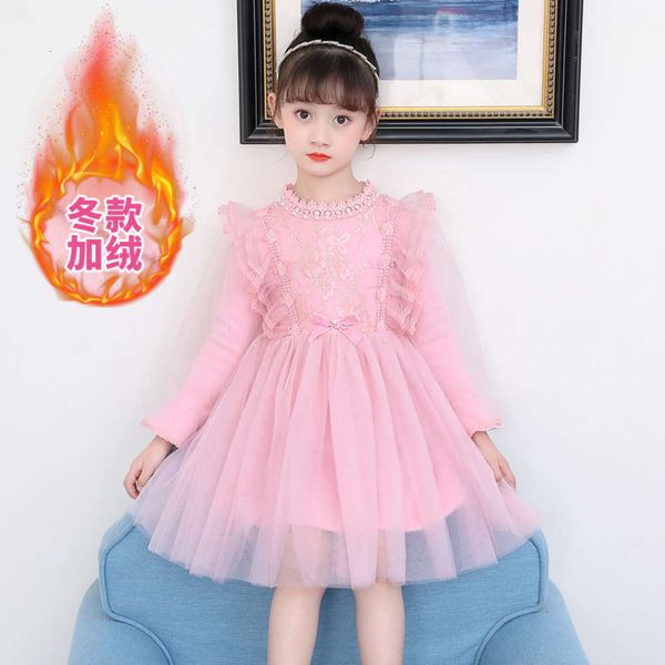 

new and winter girls' autumn little girl's plush princs children's performance drs shawl skirt, Red;yellow