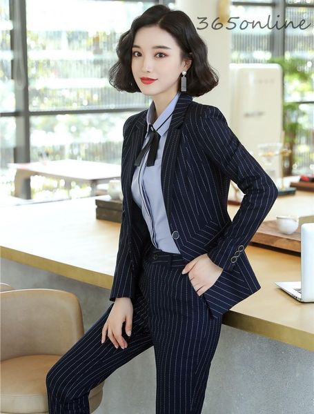 

women's suits & blazers fashion striped formal uniform designs pantsuits spring autumn women business work wear ladies styles professio, White;black