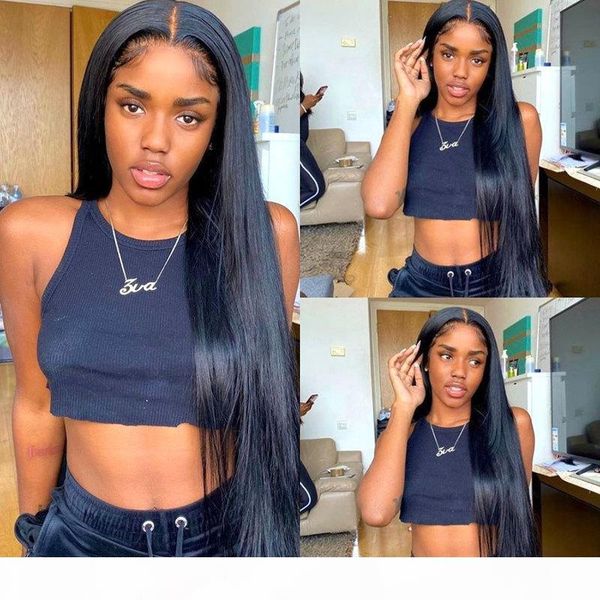 

hd transparent lace frontal wigs 30 inch lace front wig t part 180 density brazilian straight lace front human hair wigs, Black;brown