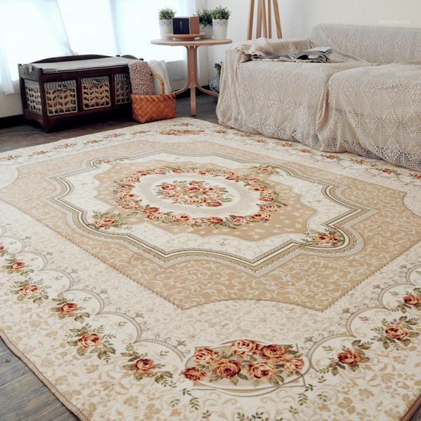 

european-style living room large area decoration rose carpet bedroom soft house carpet doormat coffee table fluff1