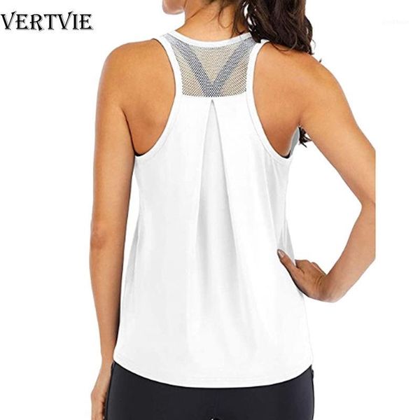 

yoga outfits vertvie women fitness shirts sleeveless tank mesh back workout quick dry sports vest ladies running t shirt1, White;red