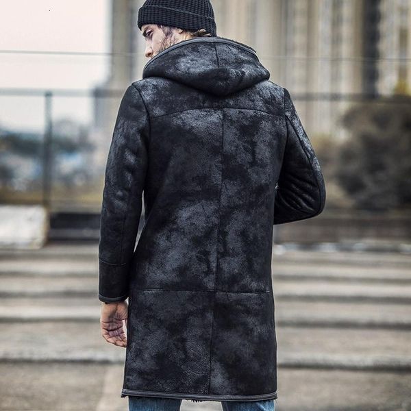 

brand shearling real sheepskin coat fashionable street fan hat real large fur coat in winter, Black