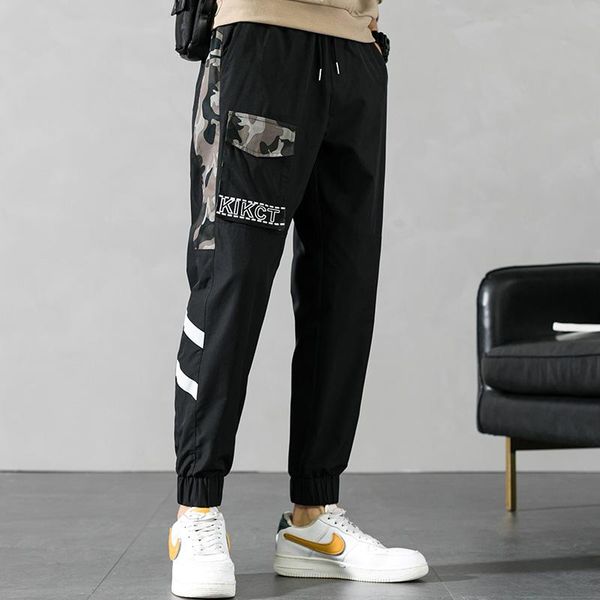 

мужского sweatpants осень зима человек шаровары фитнес бодибилдинг joggers тренировка брюки мужской повседневный хлопок карандаш брюки homme, Black