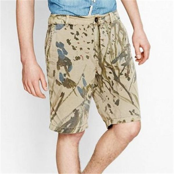 

spanish men's sand wash printed fashionable casual shorts1, White;black