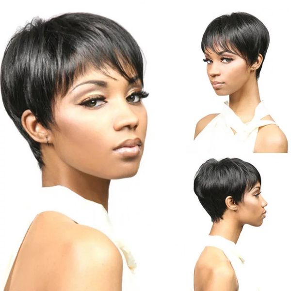 Short Curly Sintetic Wig Simulação Human Hair Wigs Hairpieces Para Mulheres Brancas Pretas Pelucas de Cabello Corto Natural 2014