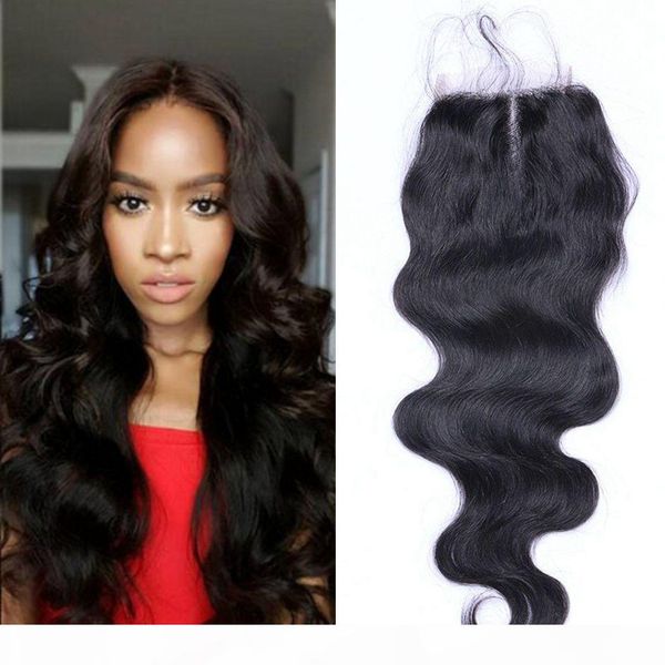

4x4 lace closure natural color brazilian virgin human hair body wave closure pieces swiss lace, Black;brown