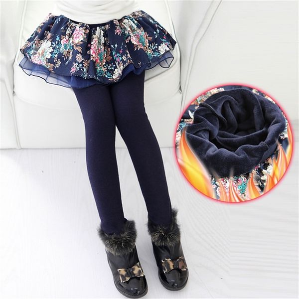 

new warm pants for baby girls thick children skirt leggings autumn winter kids print trousers pant for 3- girl lj201019, Blue