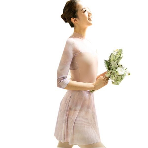 

girls women ballet leotards lace long sleeve dance wear floral for gymnastics aerial yoga swimming chiffon skirt high collar xl, Black;red