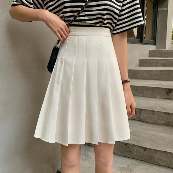 

summer 2020 harajuku punk womens a-line skirt plus size 4xl pleated white skirt female high waist faldas ladies midi short1, Black