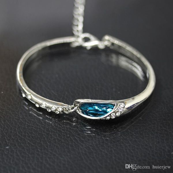 Pulseiras pulseiras para as mulheres 2016 jóias Novos cristais de baixo preço mulheres pulseira azul prata charme pulseiras pulseiras