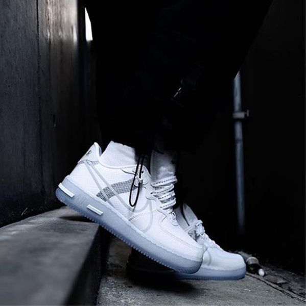 

original new arrival nÃ­ke aÃ¬r forcÃ¨ 1 force react ms/x white/light/sail-rush ice skateboarding shoes transparent sole bone 3m shoes