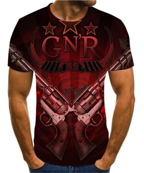 

punk guns n roses black heavy metal 3d gun rose print dress 3d print shirts hippie harajuku hippie men clothing