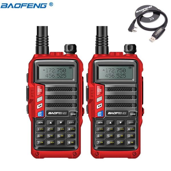 

walkie talkie 2pcs baofeng uv-s9 powerful cb radio transceiver 8w 10km long range portable set for forest&city+usb cable