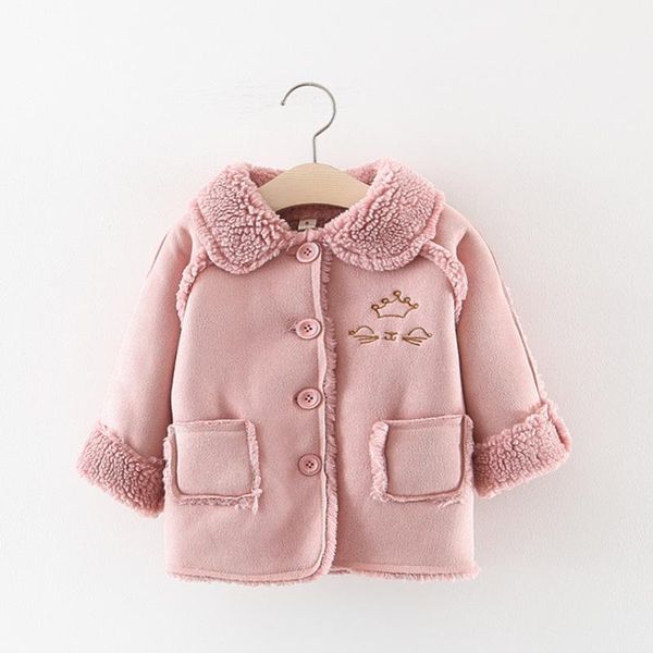 

girls casual thick coat children's hooded shirt cat pocket single-breasted jacket baby child warm jacket clothes, Blue;gray
