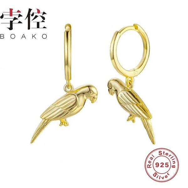 

hoop & huggie boako animal pigeon earrings hoops 925 sterling silver for women zircon earring jewelry pendientes brincos, Golden;silver