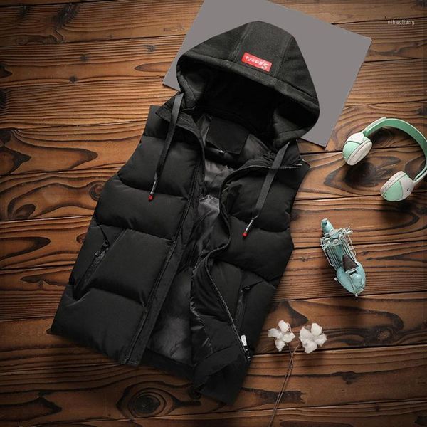 

men's down & parkas men winter casual warm zipper patchwork sleeveless vest bubble coat parka coats outwear jacket clothes1, Black